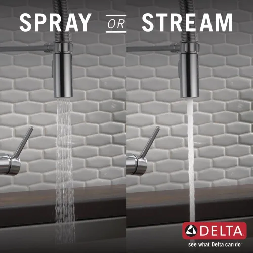 Vista 8 de Delta Faucet Trinsic Pro - Grifo de cocina de estilo comercial, grifos de cocina con rociador desplegable, grifo de fregadero de cocina, grifo