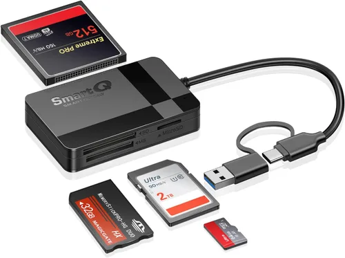 Vista 8 de SmartQ C368 Lector de Tarjetas USB 3.0 - Plug & Play, Compatible con Apple y Windows, Soporta Tarjetas SD, Micro SD, MS, CF