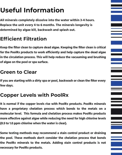 Vista 10 de PoolRx Pool Unit #101001 Algicida Azul de 6 Meses Trata 7.5k-20k galones, Individual