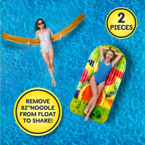 Vista 3 de Flotador de paletas de frutas y fideos – Tubo flotante de piscina, balsas inflables para niños y adultos – Flotador grande para natación en la playa