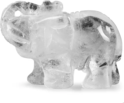 Vista 9 de SMQ Estatua de decoración de elefante de cristales de amatista de 2.0 pulgadas, piedras preciosas talladas a mano, figuras de cristal de buena