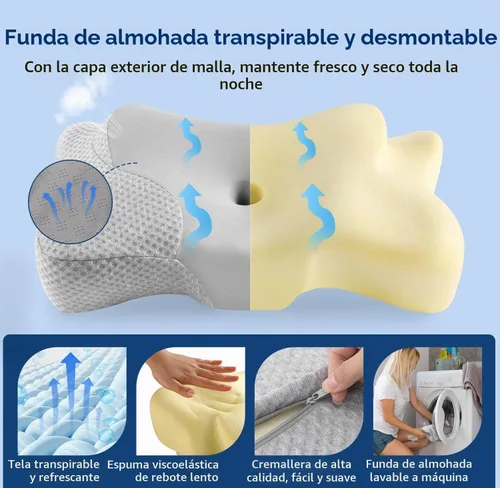 Vista 7 de Ergonomic Cervical Neck Pillow for Sleeping, 2 IN 1 Curved Side Pillow Contour Memory Foam Pillow for Neck Pain Relief, Cooling Orthopedic Pillow
