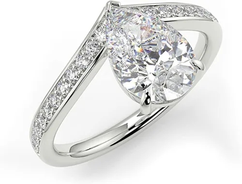 Vista 7 de WSX - Anillo de compromiso de oro de 10/14/18 quilates de 2 quilates para mujer, diseño de lágrima personalizada, moissanita, promesa de boda