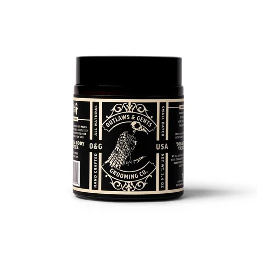 Vista 2 de Outlaws and Gents Grooming Co. Mantequilla para barba y cuerpo – Humectante natural con aroma a vainilla de tabaco para hombres – Hidrata