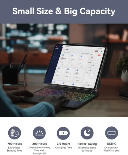 Vista 14 de AUSDOM Funda para iPad Pro de 11 pulgadas con teclado (M5/M4, 2025/2024), funda de teclado para iPad Pro de 11 pulgadas (M4) con soporte magnético