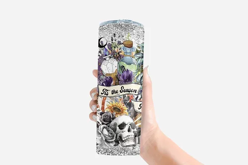 Vista 2 de Vaso de Halloween con tapa y pajita, taza de viaje para café con texto en inglés "Trick Or Treat", taza de viaje para café, bruja fantasma