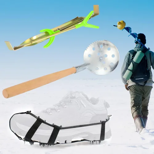 Vista 5 de Combo de caña y carrete para pesca en hielo Sougayilang, kit completo de equipo de pesca en hielo, incluye jig de hielo y accesorios para pesca