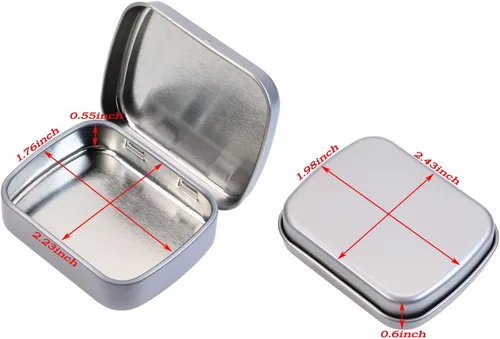 Vista 2 de Mini Skater Pequeña caja de almacenamiento portátil de metal, mini latas rectangulares vacías con bisagras con tapa, organizador para el hogar