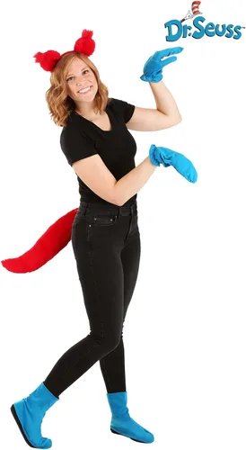 Vista 2 de elope Dr. Seuss Fox in Socks Costume Kit for Adults and Kids, Ear Headband, Mitts, Tail, Shoe Covers