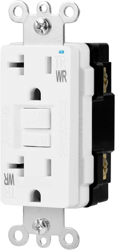 Vista 8 de Amazon Basics Receptáculo GFCI resistente a la intemperie con indicador LED, resistente a manipulaciones, protección contra fallas a tierra, 15