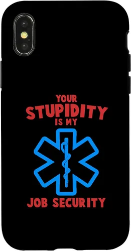 Vista 5 de iPhone 13 divertido su estupidez mi trabajo seguridad EMS EMT Paramedic Case