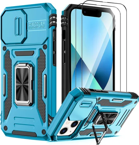 Vista 28 de Funda para iPhone 12 Pro Max con 2 protectores de pantalla, cubierta deslizante integrada para cámara para 12Pro Max, funda para teléfono