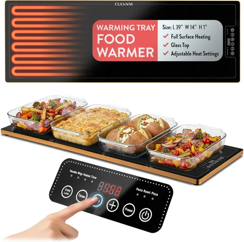 Vista 11 de ThermaPlate - Bandeja de calentamiento grande Calentador eléctrico de alimentos de vidrio de 31.5 x 17.5 pulgadas para cocina, fiestas y bufés