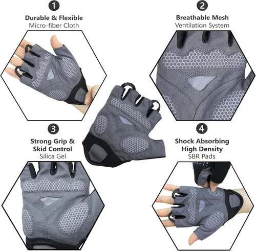 Vista 2 de LuxoBike Guantes de ciclismo de montaña para hombre Acolchado de gel SBR absorbente de golpes palma antideslizante Ultra transpirable