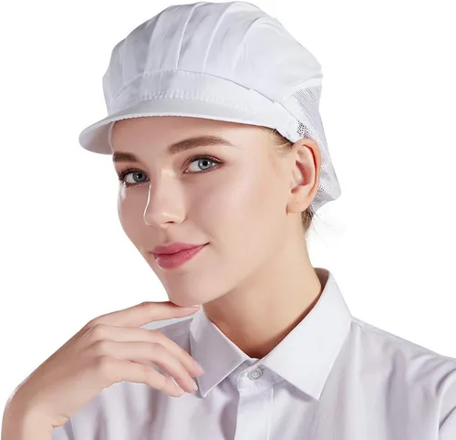 Vista 4 de Nanxson 3 piezas de sombrero de chef de cocina, gorra de chef de cocina, redes para el cabello CF9033