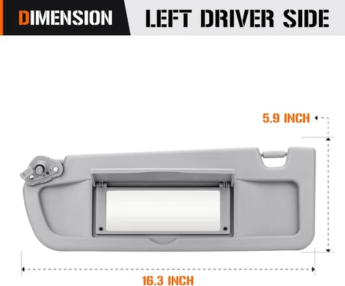 Vista 6 de Visera solar para Honda Civic EX LX Sedan SI Coupe 2006-2011, lado del conductor izquierdo, repuesto gris 83280-SNA-A01ZA