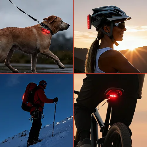 Vista 7 de Luz trasera LED recargable para bicicleta, luz trasera de bicicleta brillante máxima de 10 horas, 4 modos de luz, accesorios de linterna