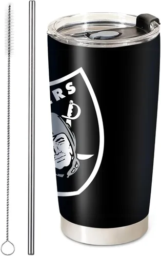 Vista 16 de Taza de fútbol aislada para café, vaso de viaje de acero inoxidable de 20oz con aislamiento al vacío, tapa y popote, tazas de café para bebidas