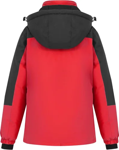 Vista 4 de Spmor Chaqueta de esquí impermeable con capucha para mujer, abrigo de snowboard cálido para invierno