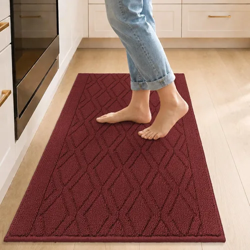 Vista 13 de COSY HOMEER Tapete de cocina antideslizantes, absorbentes para el piso, alfombra de cocina lavable, tapete de pie para fregadero, alfombra de Beige