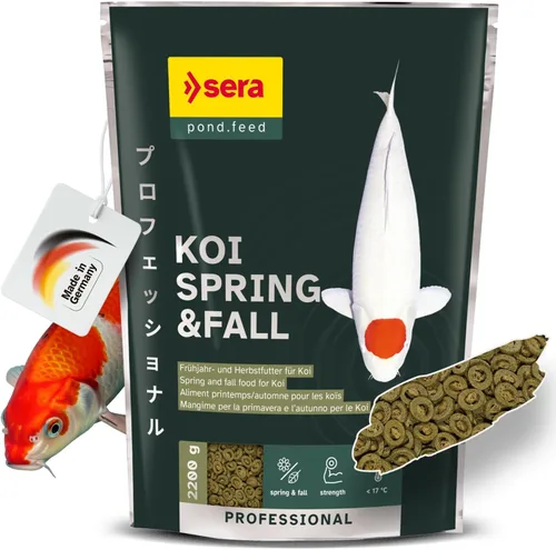 Vista 7 de Sera Koi Professional Color Spring & Fall 17.64 oz Alimento de pescado koi fácilmente digerible para estanques Gránulos flotantes premium