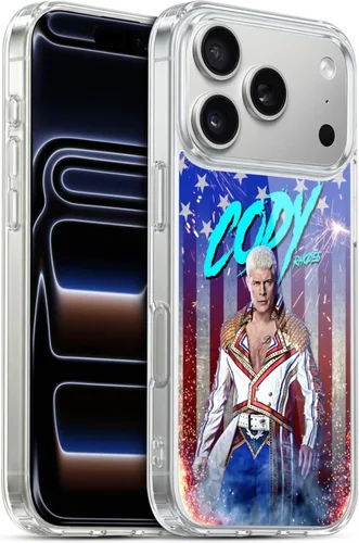 Vista 52 de Head Case Designs Funda de gel suave con licencia oficial de la WWE American Nightmare Flag Cody Rhodes Graphics compatible con Apple iPhone 7
