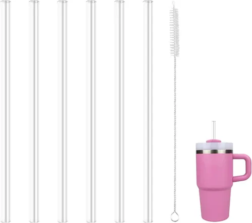 Vista 9 de Pajitas de repuesto compatibles con vaso Stanley Quencher H2.0 de 14 onzas con asa, con 1 cepillo (paquete de 6 unidades para 14 onzas)