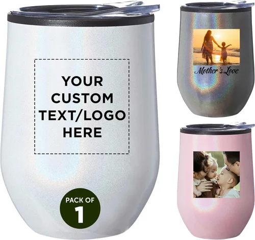 Vista 15 de DISCOUNT PROMOS Vasos de vino personalizados sin tallo de 12 onzas, juego de 6/12/24, paquete a granel personalizado, aislados, perfectos para vino