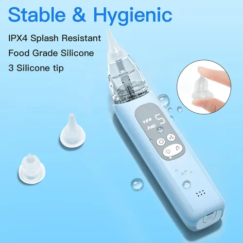 Vista 4 de X-Bosak Aspirador nasal para bebé, ventosa nasal eléctrica para bebé, succión de mocos con 5 niveles de succión, luz calmante y rimas infantiles
