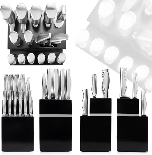 Vista 7 de Kangdelun Juego de cuchillos de cocina ultra afilados de 15 piezas con bloque de madera