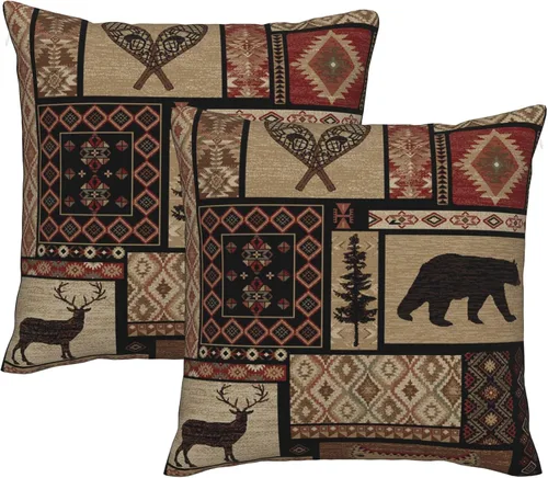 Vista 11 de Juego de 2 fundas de almohada cuadradas de 18x18 pulgadas, fundas de almohada decorativas retro negras estilo rústico para casa, sofá, fundas