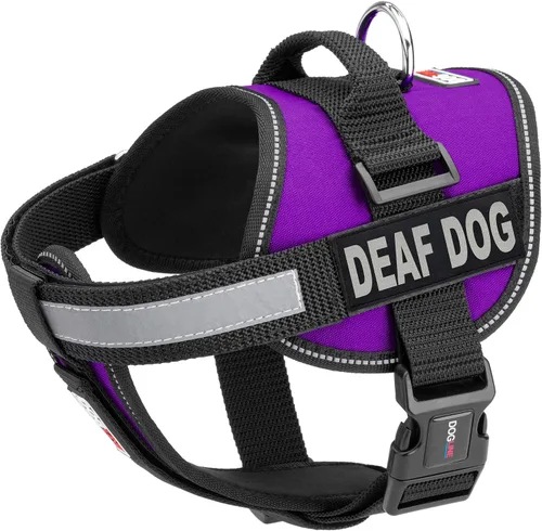 Vista 20 de Dogline Unimax - Arnés para perro con parches para perros sordos reflectantes sin tirones, correas ajustables, neopreno transpirable para médicos