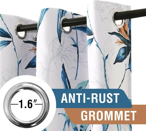 Vista 3 de H.VERSAILTEX Cortinas 100% opacas de 63 pulgadas de largo, juego de 2 paneles de cortinas estampadas con aislamiento térmico para dormitorio
