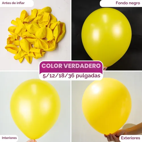 Vista 2 de Bezente Globos amarillos de látex para fiestas, paquete de 100 globos redondos de 12 pulgadas de color amarillo helio para decoraciones de fiesta