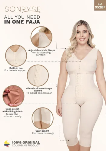 Vista 5 de Sonryse Faja moldeadora de cuerpo completo para mujer, ropa de compresión de liposucción, fajas colombianas Moldeadora para mujer