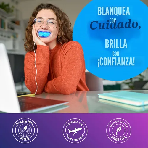 Vista 9 de GuruNanda Kit Premium de Blanqueamiento Dental con Luz LED Conectada y Lápiz Blanqueador, Funciona con iPhone y Android, Ayuda a Eliminar Manchas