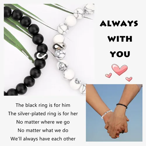 Vista 2 de Regalos románticos de aniversario para mujeres y hombres, pulseras a juego regalos para parejas, novio, novia, mi amor, prometido, recién casado