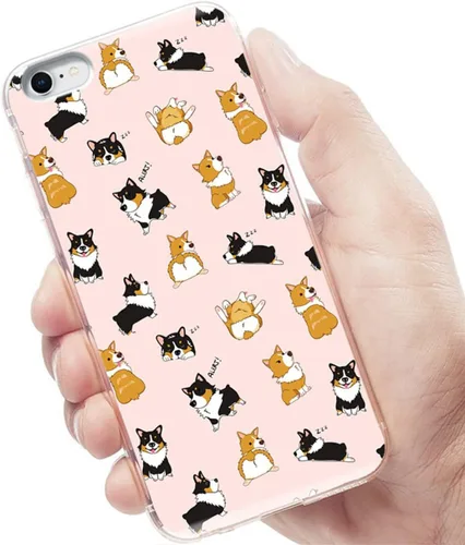 Vista 6 de Funda protectora delgada de goma TPU suave para iPhone SE 2022/2020/8/7/6S/6, funda protectora de goma TPU suave, lindo perro corgi de dibujos Un