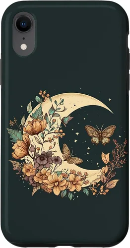 Vista 8 de Funda bohemia con diseño de luna creciente y mariposa para iPhone 15