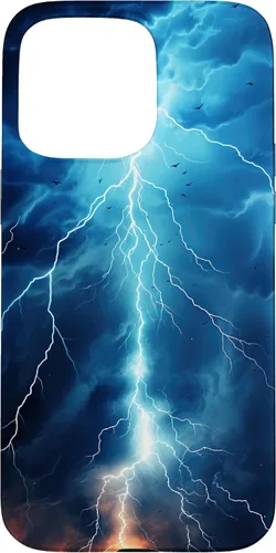 Vista 30 de iPhone 13 Pro Max Cool Blue Lightning Bolt Storm Funda de arte gráfico Wild Nature Sky