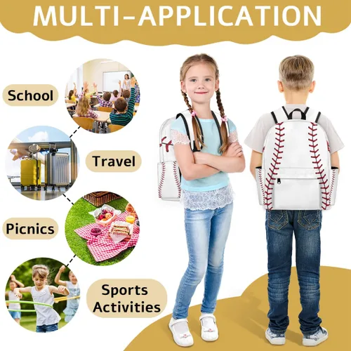 Vista 7 de Mochila para niños y niñas, mochilas infantiles para preescolar, jardín de infantes, escuela primaria, bolsas escolares duraderas, Béisbol, Mochilas