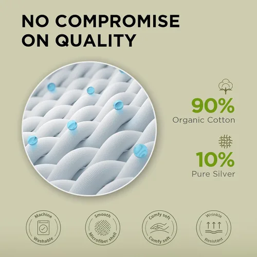 Vista 2 de Newise Grounding Sheets, 10% fibra de plata pura y 90% algodón orgánico, sábana bajera conductora para un mejor sueño, tamaño Queen de 60 x 80 x 15