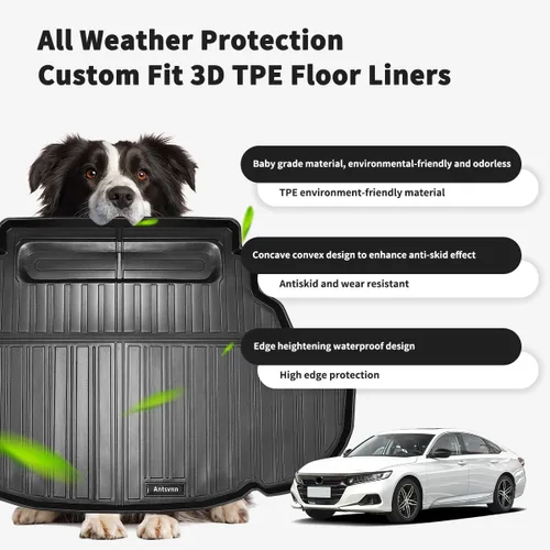 Vista 8 de Alfombrillas de piso de 2 filas y revestimiento de carga compatibles con Camry 2012-2017, alfombrillas de goma para todo tipo de clima, negras