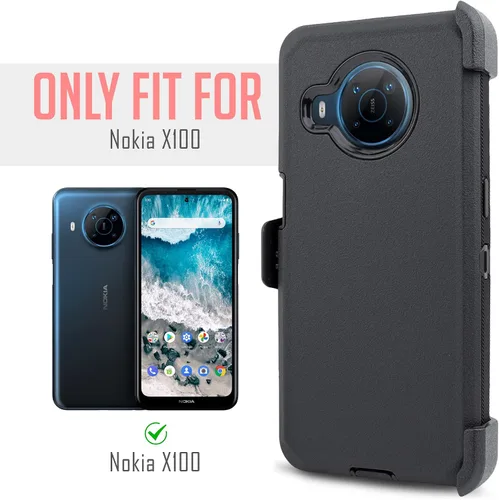 Vista 2 de Funda para teléfono Nokia X100 Funda con clip para cinturón con protector de pantalla integrado, soporte a prueba de golpes resistente para teléfono