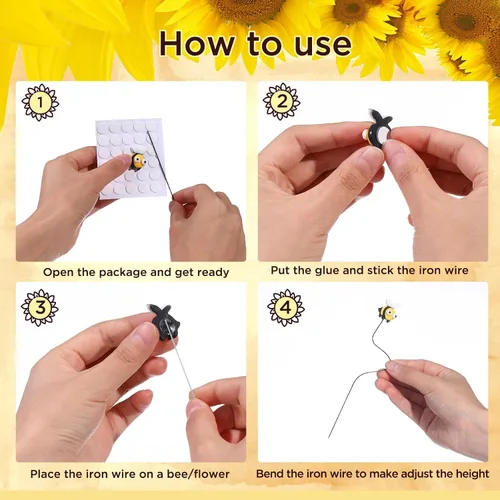 Vista 6 de RAYNAG 44 decoraciones para pasteles de abeja y girasol, juego de adornos de pastel de abeja de girasol para decoraciones de fiesta de cumpleaños