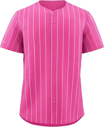 Vista 20 de KXK Camiseta de béisbol en blanco para hombre, camisas casuales con botones, manga corta, uniforme deportivo de equipo activo