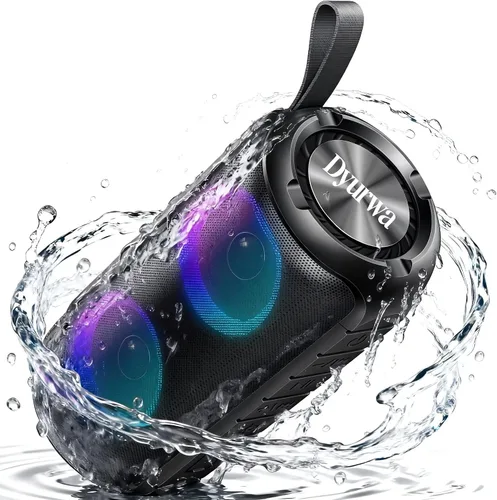 Vista 10 de Altavoz Bluetooth, altavoz inalámbrico portátil 2026, 24 W súper fuerte, emparejamiento TWS, luces RGB coloridas, IPX7 impermeable, tiempo
