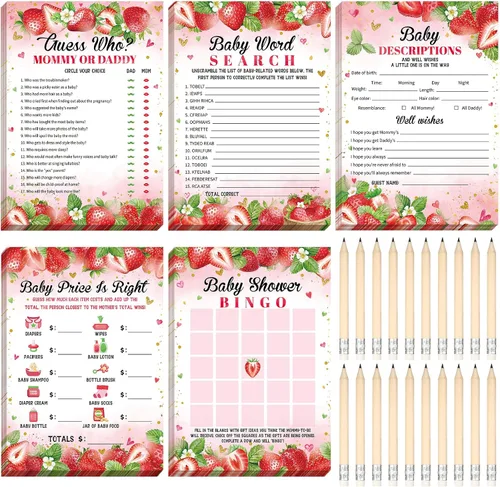 Vista 16 de Yinder 145 tarjetas de actividades para juegos de baby shower con 20 lápices, incluye descripción de bingo para bebés y deseos, adivina quién es
