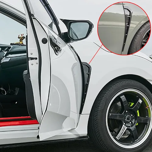 Vista 6 de Adhesivos de decoración para parachoques laterales de coche negro con rejilla de ventilación, material ABS, alerones para parachoques, adhesivos