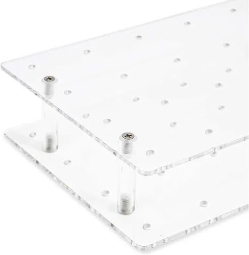 Vista 9 de Stockroom Plus Soporte para tartas, 24 agujeros, acrílico transparente, 9 x 5.9 x 2 pulgadas, estante y bandeja para tartas, exhibición para 24